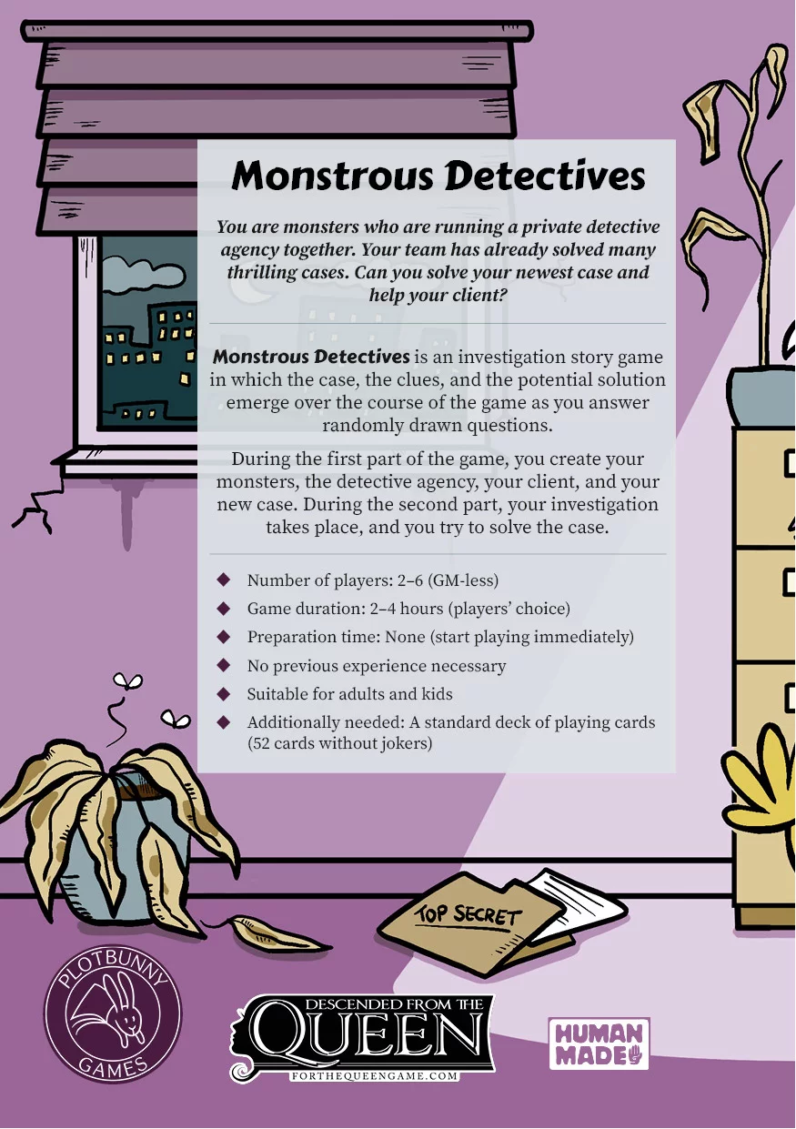 Back cover of Monstrous Detectives.