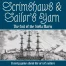 Scrimshaws & Sailor's Yarn - The End of the Stella Maris. A story game about the art of sailors. Detailed scrimshaw of a harbor scene. A three-master with rolled-up sails with some hills in the background.
