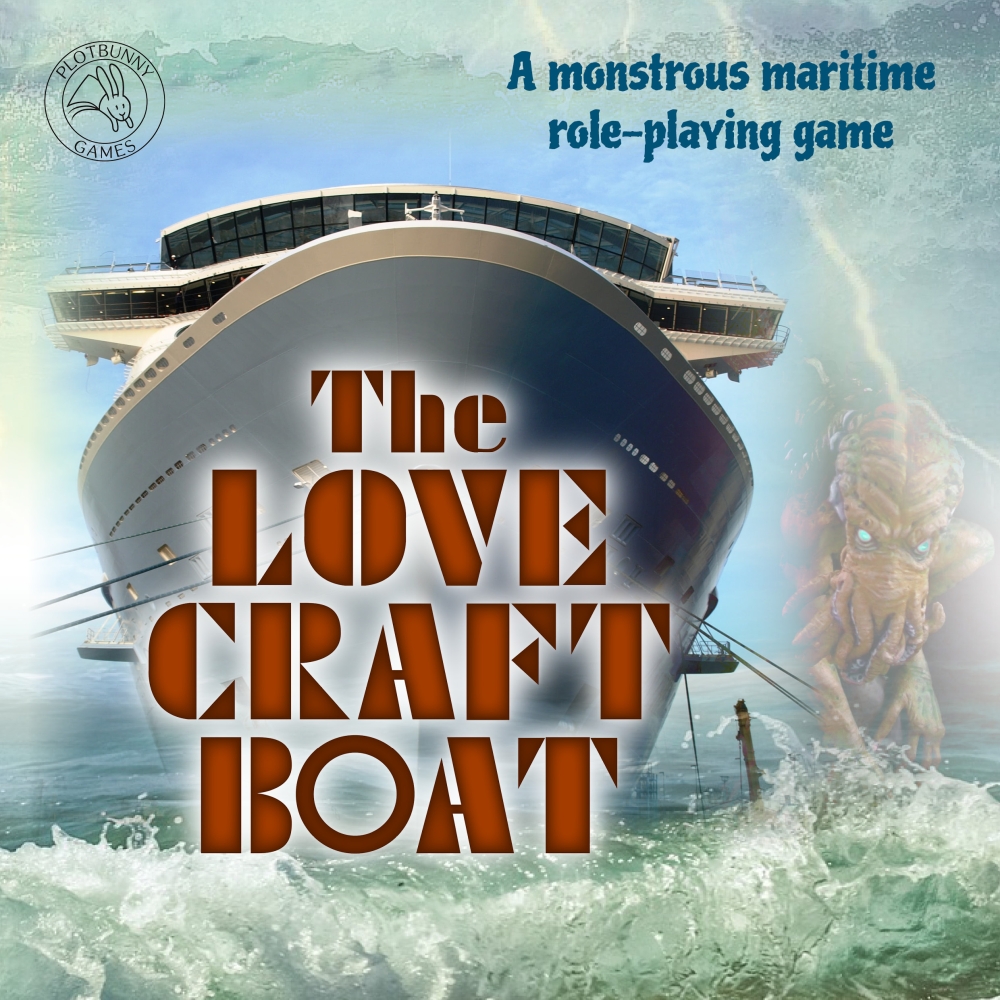 Das Albtraumschiff - ein monströs-maritimes Rollenspiel. Man sieht den Bug eines Kreuzfahrtschiffs und ein Cthulhu-Monster.